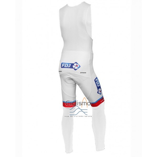Fdj Ropa Ciclismo Culotte Largo 2016 Mangas Largas Blanco y Azul
